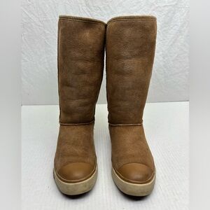 UGG Tall Suede Winter Boots in Brown with Rubber Toe, SZ 5 wos, box 9